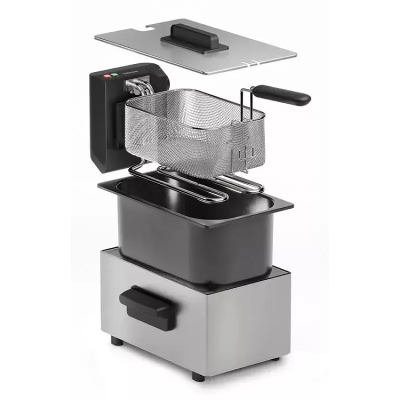 Grupinė keptuvė Tristar FR-9334 — viena 3 l talpa, 2000 W, sukamoji valdymo rankenėlė, sidabrinė