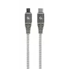 GEMBIRD Premium medvilninis pintas USB Type-C į micro-USB įkrovimo ir duomenų kabelis, 1,5 m - pilkas
