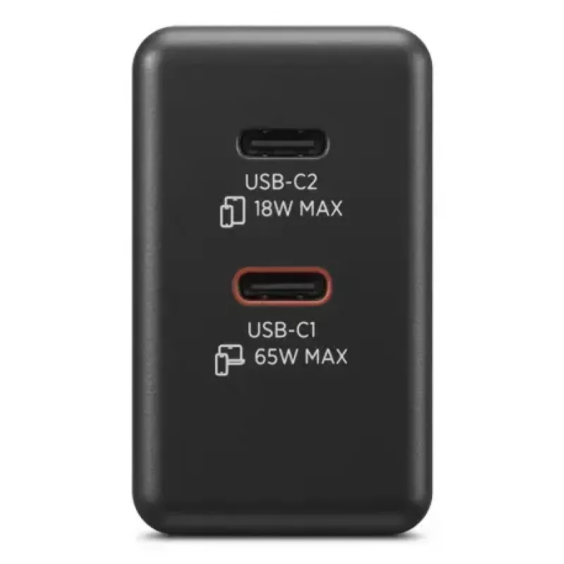 Mobiliojo įrenginio įkroviklis Lenovo G0A6065BEU — Universalus vidaus kintamosios srovės įkroviklis, 2× USB-C, 100–240 V, 1,5 m laidas, juodas