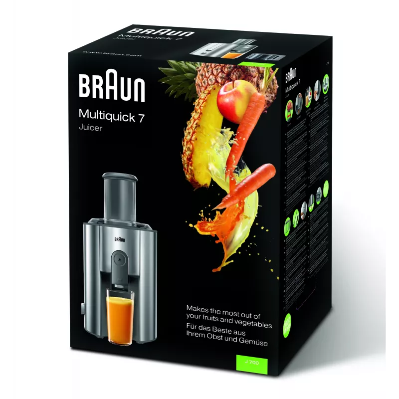 Braun Multiquick 7 sulčiaspaudė J 700 išcentrinė sulčiaspaudė 1000 W nerūdijantis plienas