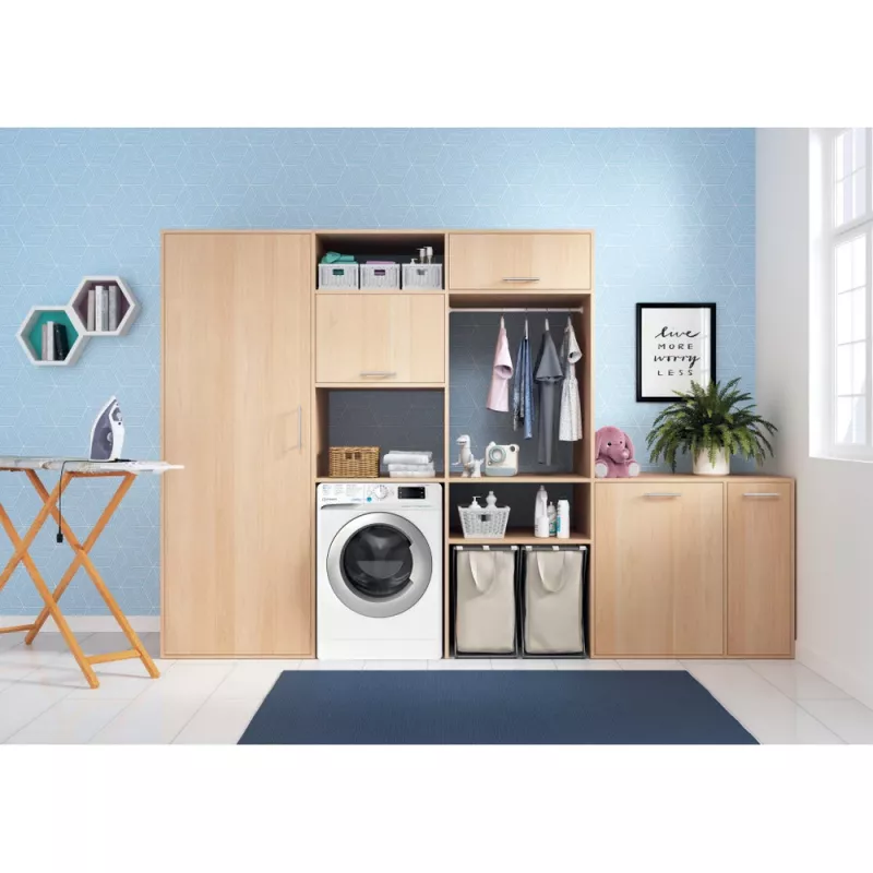 Indesit BDE 76435 WSV EE skalbimo-džiovinimo mašina Laisvai pastatoma Priekinio įkrovimo Balta
