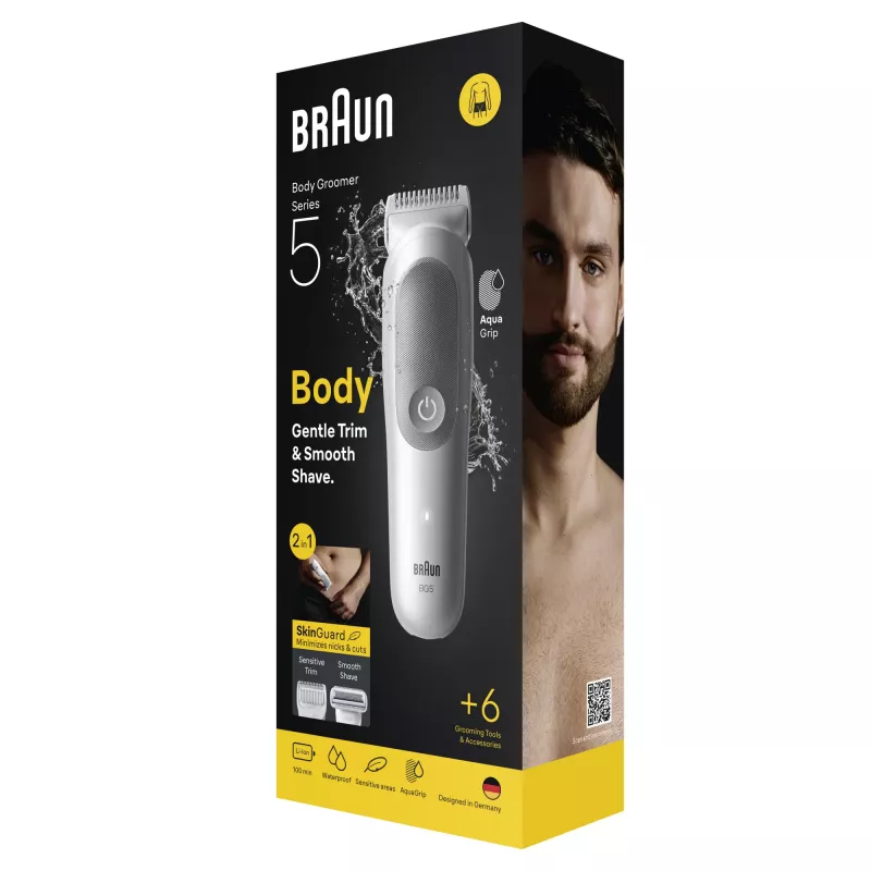 Braun Series 5 kūno plaukų kirpimo ir skutimo prietaisas, šviesiai pilkas