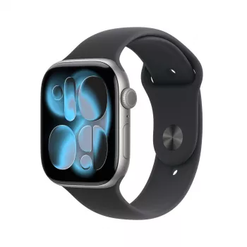 Išmanusis laikrodis „Apple Watch Series 11“ GPS 46 mm, kosminės pilkos spalvos aliuminis, juodas sportinis dirželis M/L