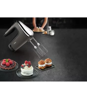 Rankinis plaktuvas Tefal Powermix Silence HT650E — 600 W, 1,2 kg, sidabrinis, 5 greičiai, turbo, indaplovėje plaunamos dalys