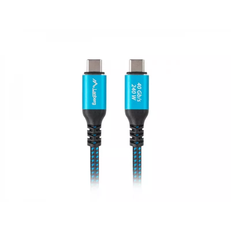 USB-C laidas LANBERG CA-CMCM-44CU-0005-BK 0,5 m — USB4 Gen 2x2, 40 Gbit/s, 240 W, juodas