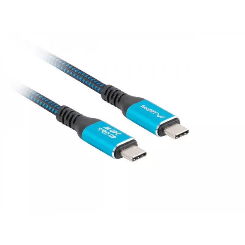 USB-C laidas LANBERG CA-CMCM-44CU-0005-BK 0,5 m — USB4 Gen 2x2, 40 Gbit/s, 240 W, juodas