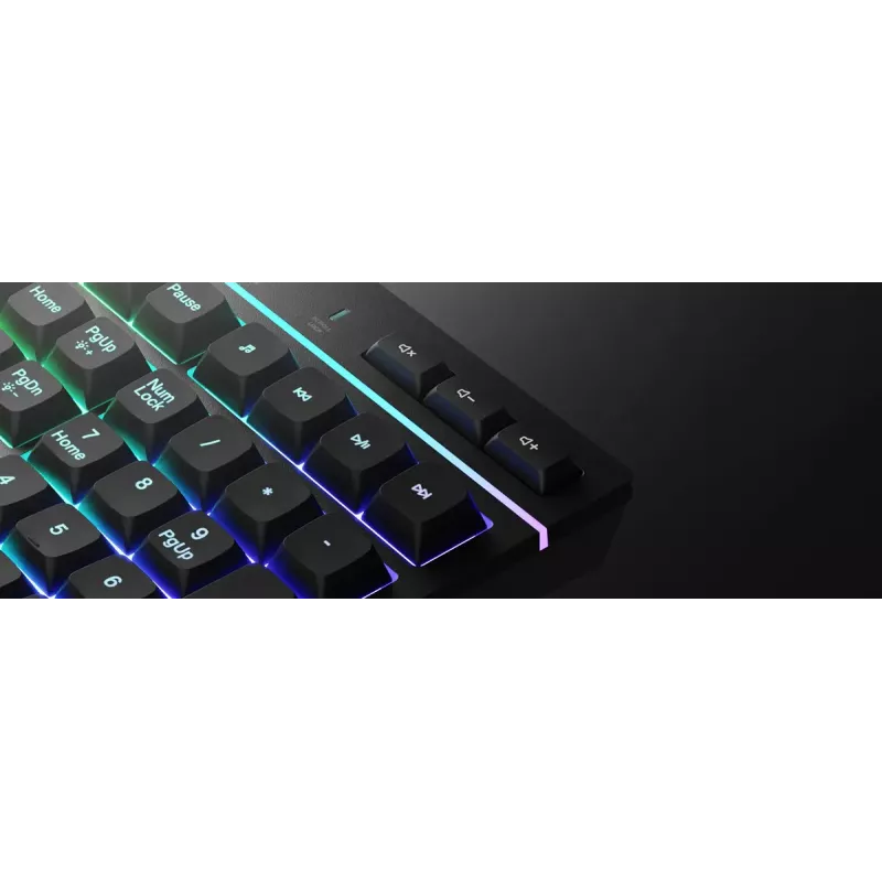 Laidinė pilno dydžio žaidimų klaviatūra Genesis Rhod 530, USB, QWERTY US, membraninė, RGB apšvietimas, 114 klavišų, 1,8 m laidas, juoda