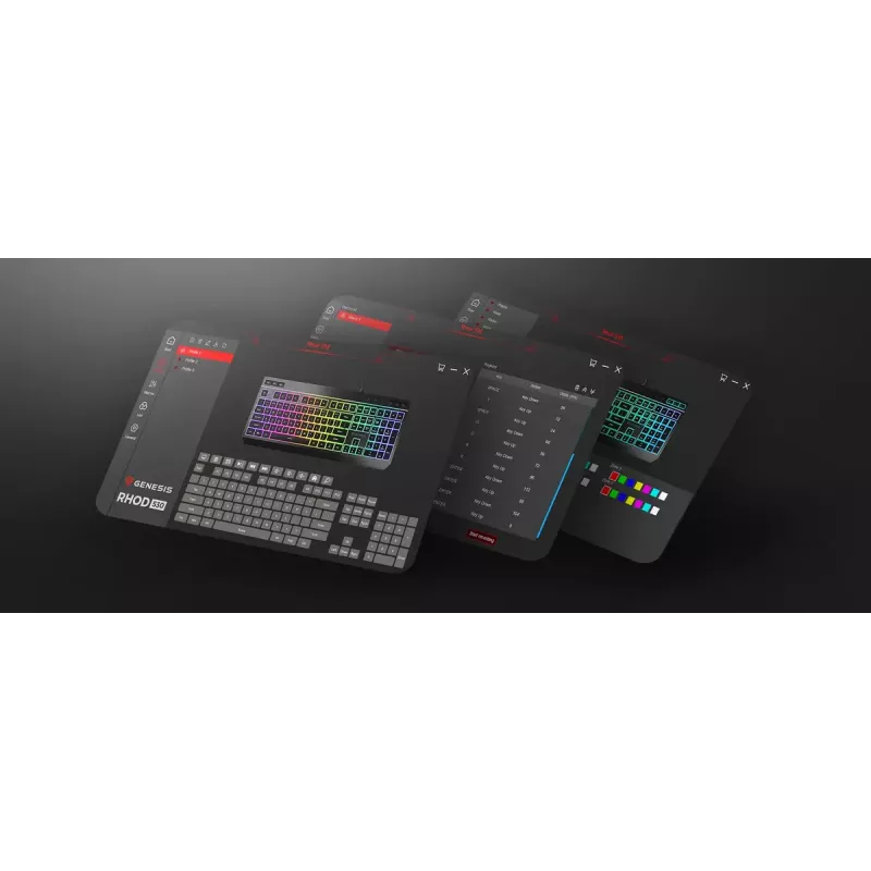 Laidinė pilno dydžio žaidimų klaviatūra Genesis Rhod 530, USB, QWERTY US, membraninė, RGB apšvietimas, 114 klavišų, 1,8 m laidas, juoda