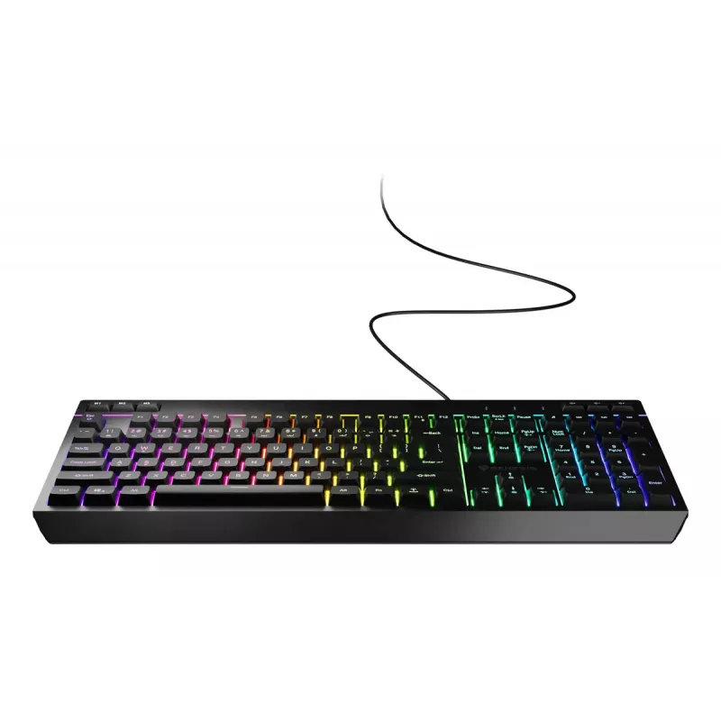 Laidinė pilno dydžio žaidimų klaviatūra Genesis Rhod 530, USB, QWERTY US, membraninė, RGB apšvietimas, 114 klavišų, 1,8 m laidas, juoda