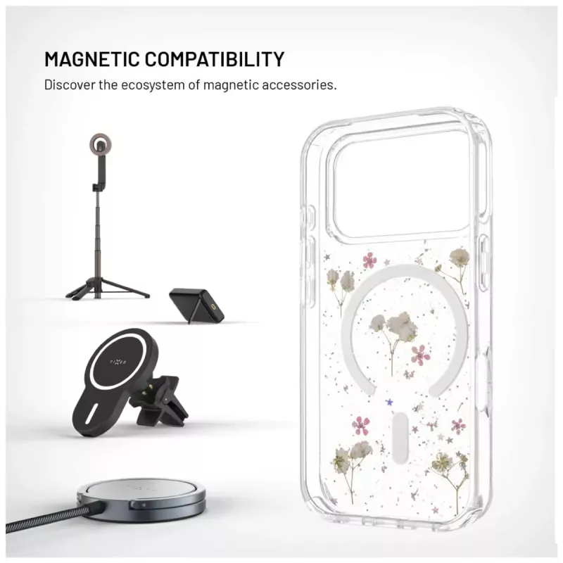 Apsauginis galinis dangtelis FIXED MagBloom, skirtas Apple iPhone 17 Pro — TPU, Blush Plum