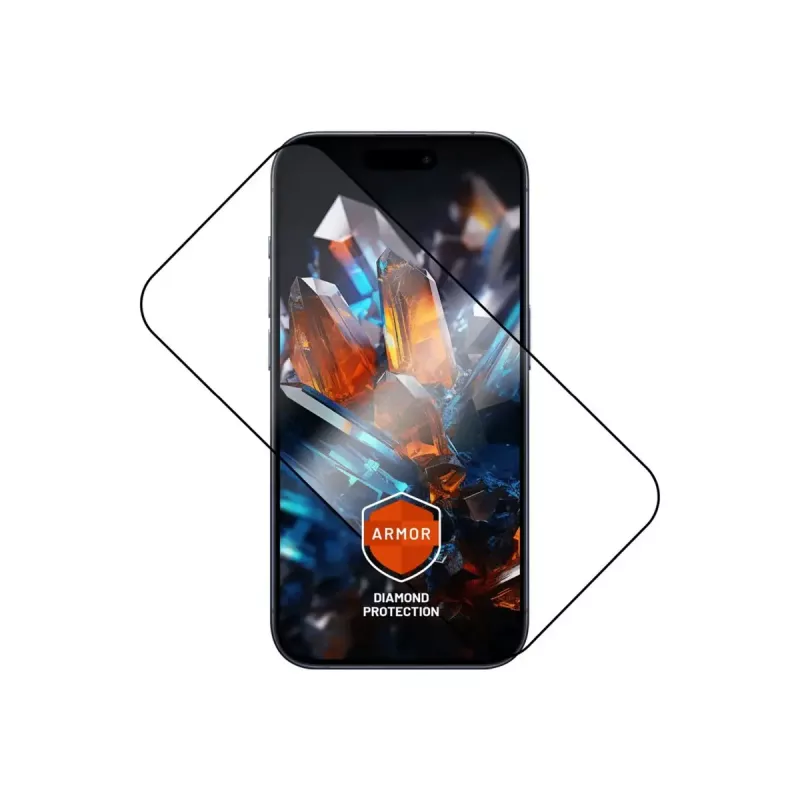 Ekrano apsauga FIXED, skirta Apple iPhone 17 Pro — grūdintas stiklas, juoda, Armor dizainas, nuo dulkių apsaugantis aplikatorius, AR sluoksnis