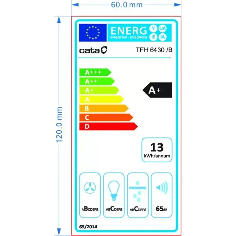 CATA TFH 6430 GBK pusiau įmontuojamas ištraukiamas gartraukis 391,5 m³/h juodas