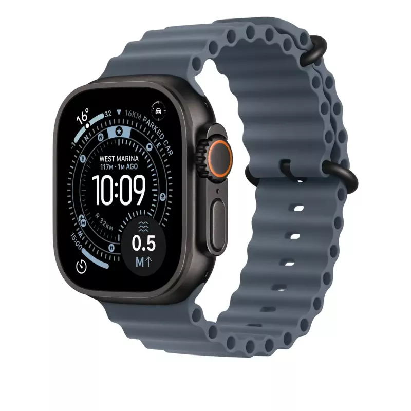APPLE 49mm Anchor mėlynas Ocean dirželis – juodo titano apdaila