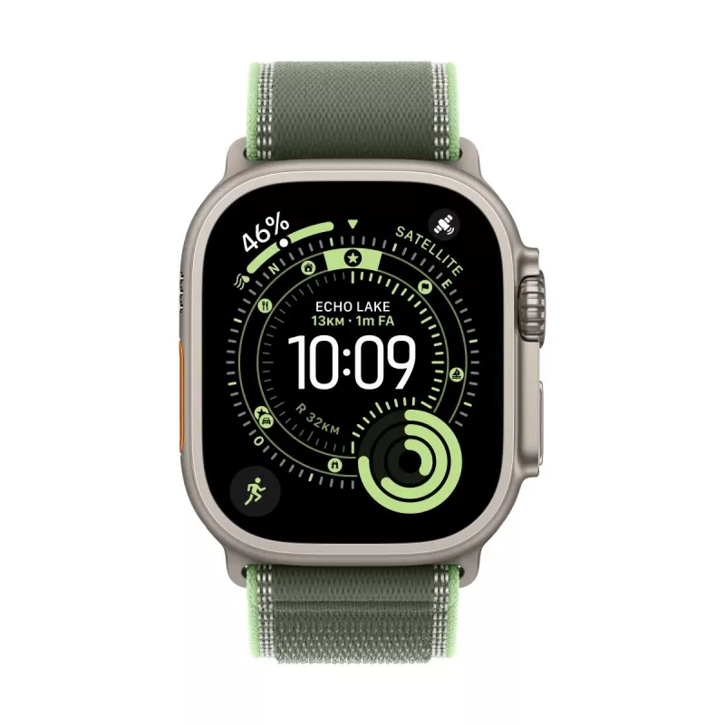 APPLE 49mm žalias/neoninės spalvos Trail loop – s/m – juoda titano apdaila