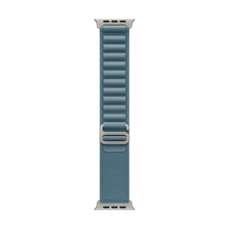 APPLE 49 mm šviesiai mėlynas Alpine loop dirželis – vidutinis – natūralaus titano apdaila