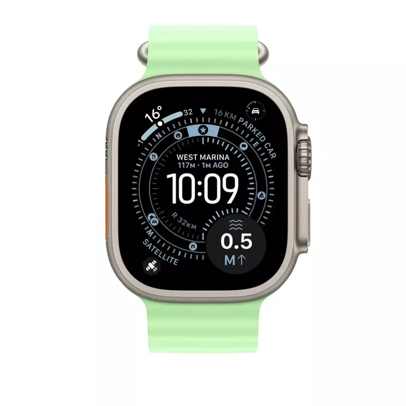 Dirželis Apple Natural Titanium Finish MGCF4ZM/A Žalias fluoroelastomeras 49 mm