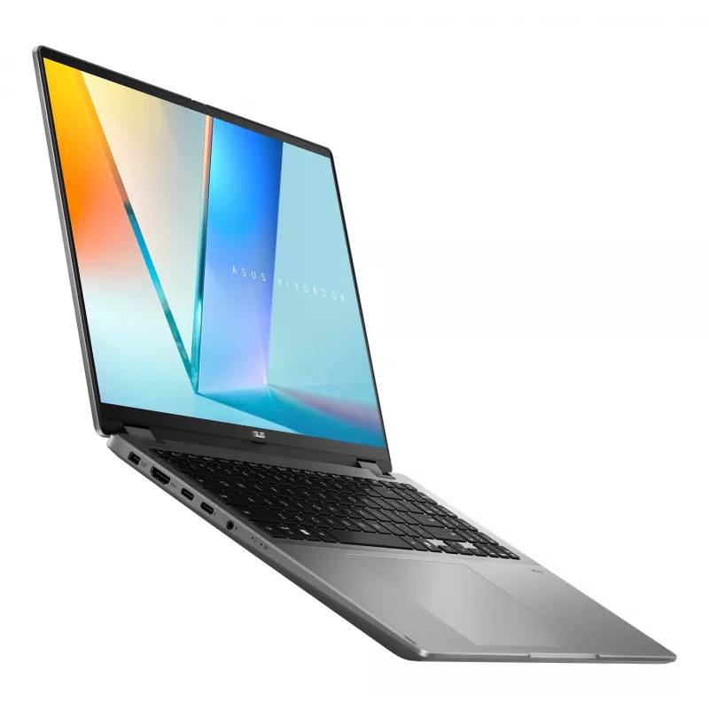 Hibridinis 2-in-1 nešiojamas kompiuteris ASUS Vivobook 16 Flip TP3607SH-RJ013W — Intel Core Ultra 7 258V, 16 colių 3K jutiklinis ekranas, 16 GB LPDDR5x, 512 GB SSD, NVIDIA GeForce RTX 5050, WIN11 Home, pilka