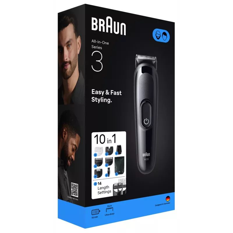 Braun AIO3560 plaukų kirpimo mašinėlė / barzdaskutė, juoda, 14, nikelio-metalo hidrido (NiMH)