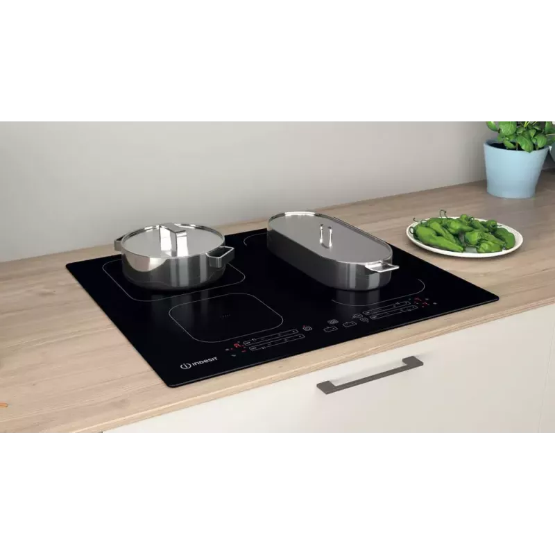Indesit IB 65B60 NE Juoda įmontuojama 59 cm zoninė indukcinė kaitlentė 4 zonos (-ų)