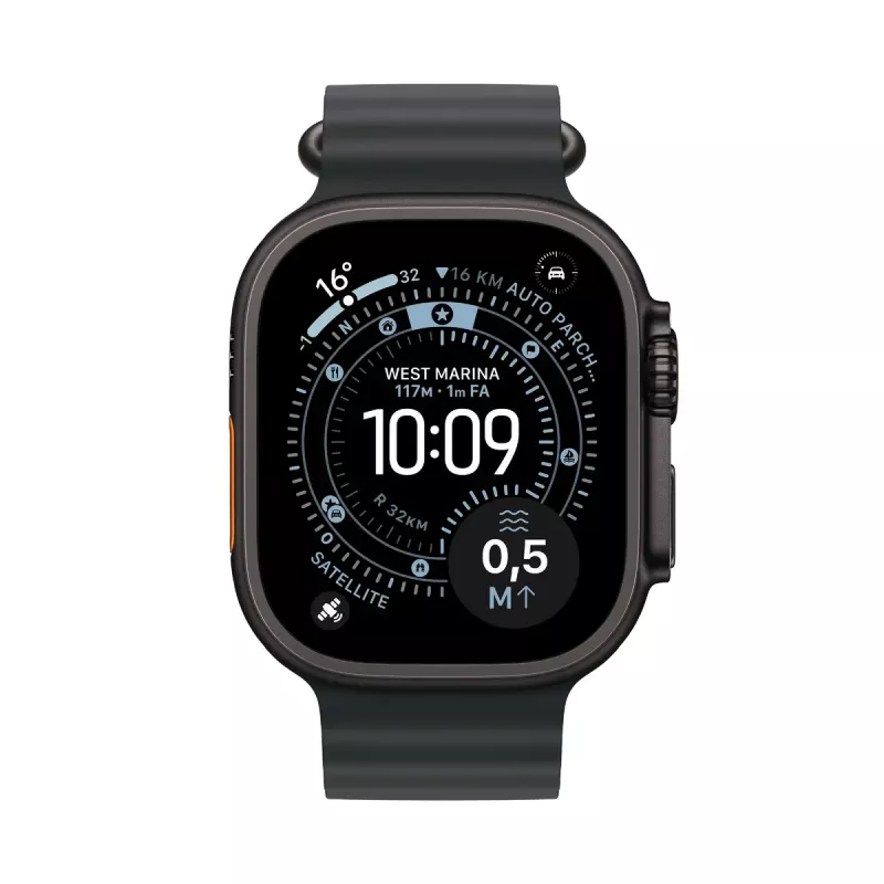Išmanusis laikrodis „Apple Watch Ultra 3“ GPS + Cellular 49 mm juodo titano korpusas su juodu vandenyno dirželiu
