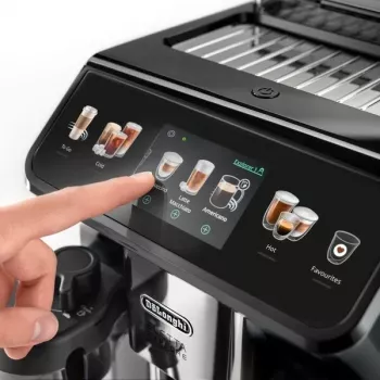Espreso aparatas De’Longhi Eletta Explore — visiškai automatinis, 1,8 l vandens talpa, 300 g kavos pupelių talpykla, 19 bar, TFT jutiklinis ekranas