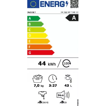 Skalbimo mašina su priekiniu įdėjimu INDESIT IM 762 MY TIME EE — 7 kg, 1200 aps./min., A klasė, balta