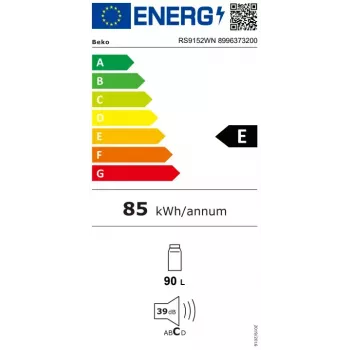 Stačiasis šaldytuvas BEKO RS9152WN, 200 l talpa, 84 cm aukštis, energijos klasė E, baltas