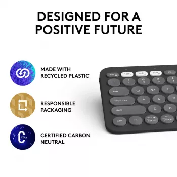 Logitech Pebble Keys 2 K380s klaviatūra universali RF belaidė + Bluetooth QWERTY US International grafitas