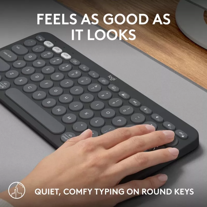 Logitech Pebble Keys 2 K380s klaviatūra universali RF belaidė + Bluetooth QWERTY US International grafitas
