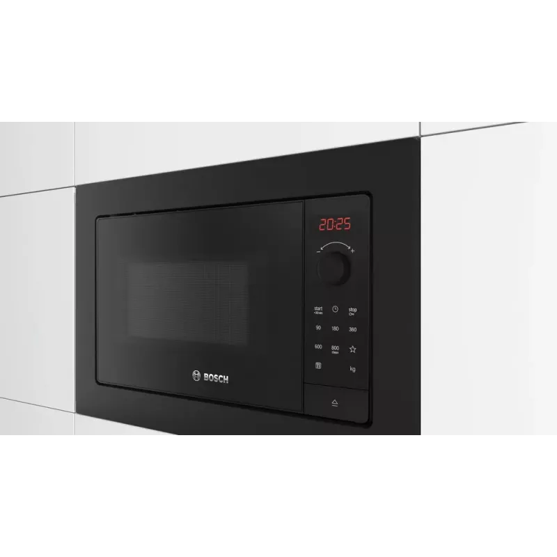 Įmontuojama solo mikrobangų krosnelė Bosch Serie 2 BFL623MB4 20 L 800 W LED ekranas Juoda rankenėlės valdymas