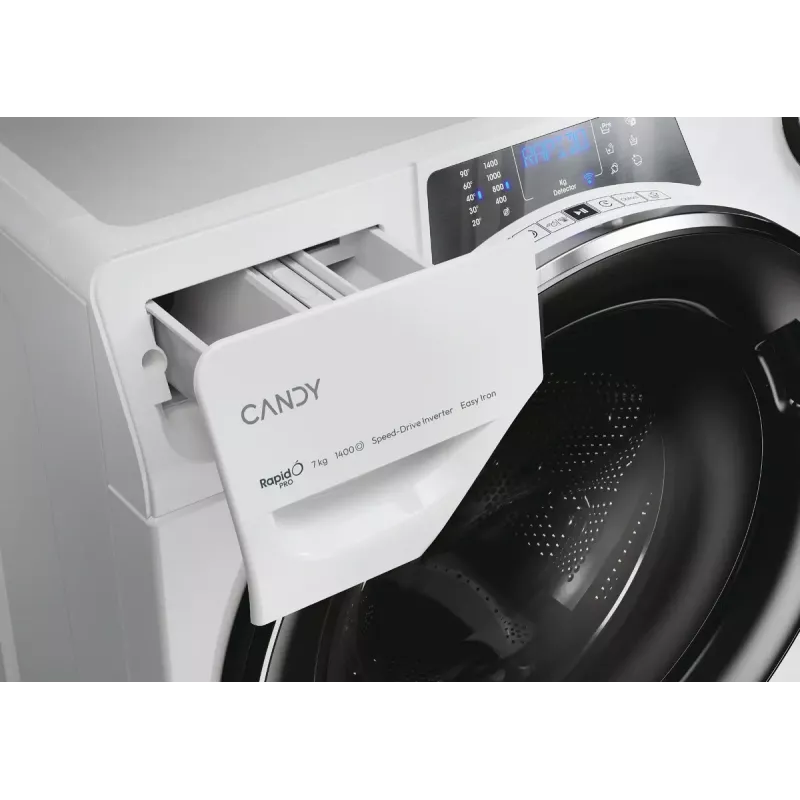 Candy RapidÓ PRO RP4 476BWMBC/1-S skalbimo mašina priekinio įkrovimo 7 kg 1400 RPM Balta