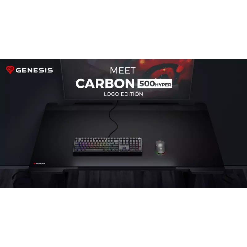 GENESIS Carbon 500 Hyper Logo, juoda, vienspalvis, audinys, guma, žaidimų pelės kilimėlis
