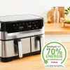 Tefal Dual Easy Fry & Grill EY905D dviguba 8,3 l atskirai stovinti 2700 W karšto oro gruzdintuvė, nerūdijantis plienas