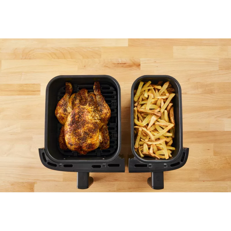 Tefal Dual Easy Fry & Grill EY905D dviguba 8,3 l atskirai stovinti 2700 W karšto oro gruzdintuvė, nerūdijantis plienas