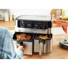 Tefal Dual Easy Fry & Grill EY905D dviguba 8,3 l atskirai stovinti 2700 W karšto oro gruzdintuvė, nerūdijantis plienas