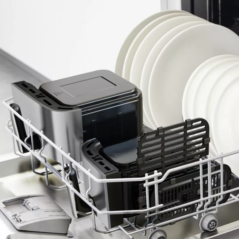 Tefal Dual Easy Fry & Grill EY905D dviguba 8,3 l atskirai stovinti 2700 W karšto oro gruzdintuvė, nerūdijantis plienas