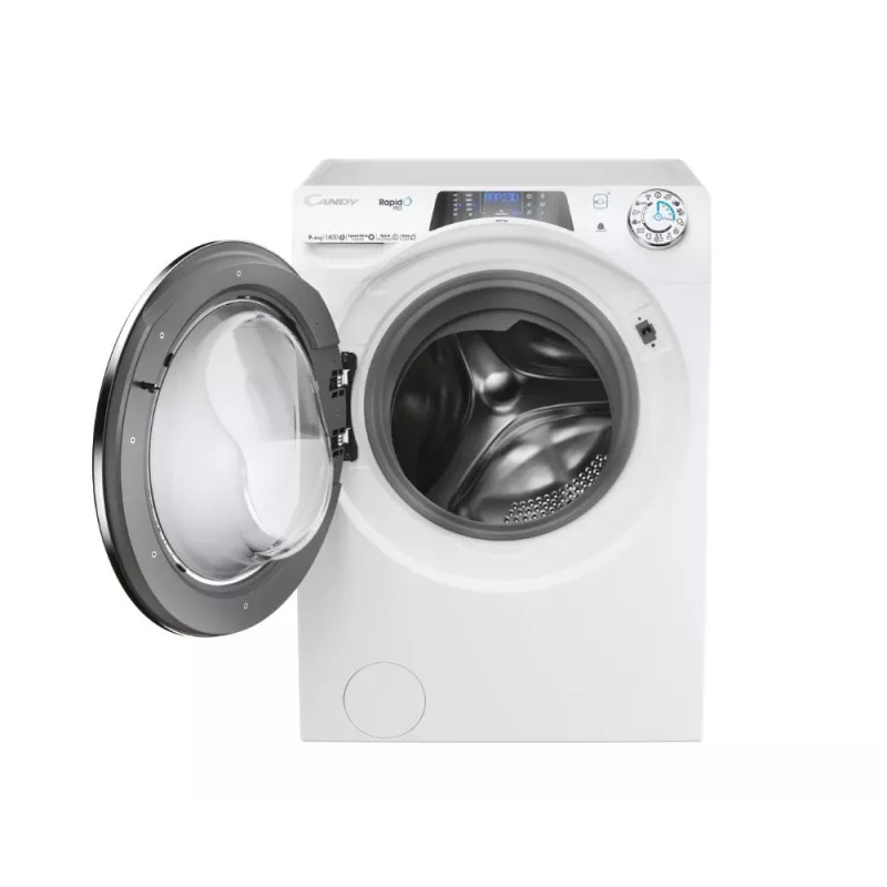 Skalbinių džiovyklė Candy RapidÓ PRO RPW4966BWMBC/1-S — laisvai pastatoma, priekinio įkrovimo, 6 kg skalbimo/džiovinimo talpa, 1400 aps./min, balta