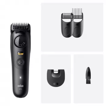 Barzdaskutė BRAUN BT5520 — 0,5–20 mm, 40 ilgio pakopų, įkraunama, 120 min. baterijos veikimo laikas, juoda