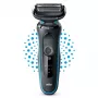 Elektrinė skustuvė BRAUN Series 5 51-M1000s — 3 galvučių, šlapia ir sausa, įmontuota ličio jonų baterija, greitas įkrovimas, juoda/mėlyna