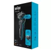 Elektrinė skustuvė BRAUN Series 5 51-M1000s — 3 galvučių, šlapia ir sausa, įmontuota ličio jonų baterija, greitas įkrovimas, juoda/mėlyna