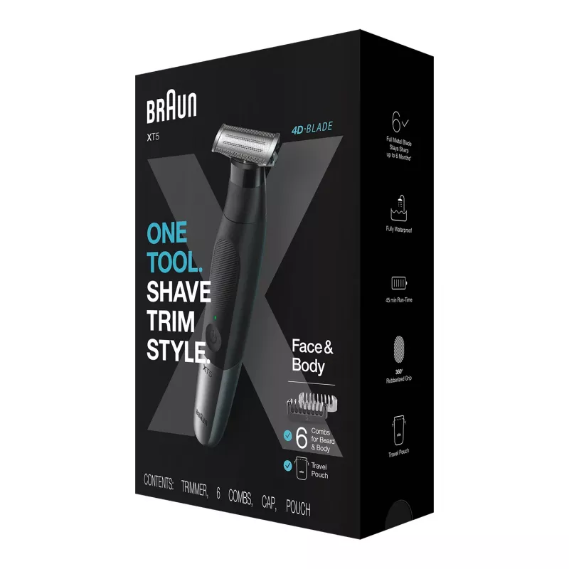 Braun Series X XT5200 folijos skustuvas Trimeris Juoda, Metalinė