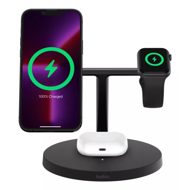 BELKIN belaidis įkrovimo stovas - Boost Charge Pro - 3-in-1 su Qi2 15 W - juodas