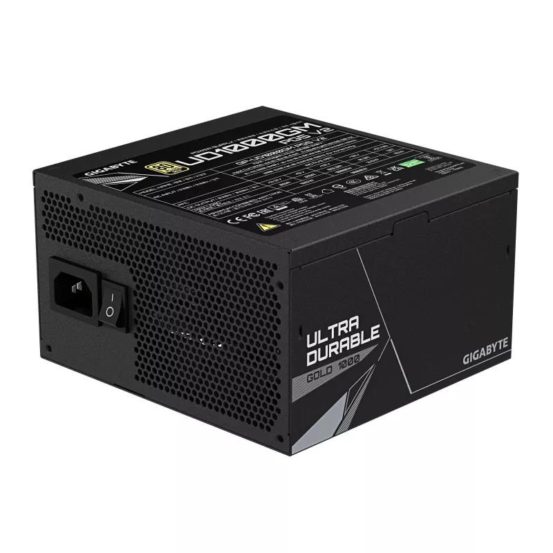 GIGABYTE UD1000GM PG5 V2 maitinimo blokas- PCIe Gen 5.1, 80 PLUS Gold, visiškai modulinis dizainas, 120 mm ventiliatorius, suderinamas su ATX 3.1, EU kištukas