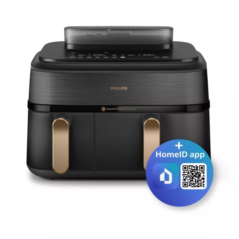 Philips 5000 series NA552/00 gruzdintuvė Dviguba 9 L Atskira 2750 W Karšto oro gruzdintuvė Juoda, Auksinė