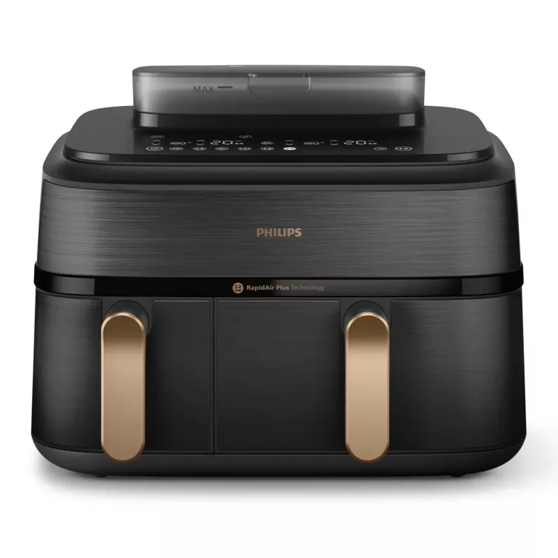 Philips 5000 series NA552/00 gruzdintuvė Dviguba 9 L Atskira 2750 W Karšto oro gruzdintuvė Juoda, Auksinė