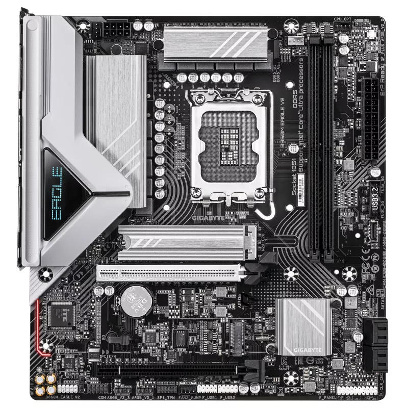 Motininė plokštė GIGABYTE B860M EAGLE V2 — Micro ATX, LGA 1851, Intel B860, 2 DIMM DDR5 iki 9066MHz, PCIe 5.0, 2.5GbE