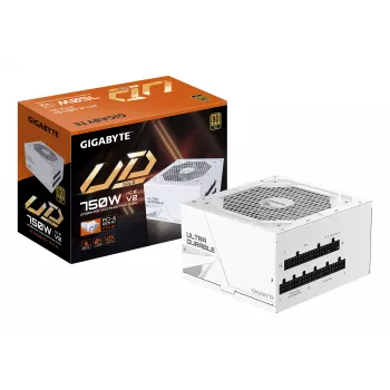 Maitinimo blokas GIGABYTE UD750GM PG5 V2 750W ATX 3.1, 80 PLUS Gold, visiškai modulinis, 8 SATA, 4x (6+2) PCIe, 2x EPS, balta