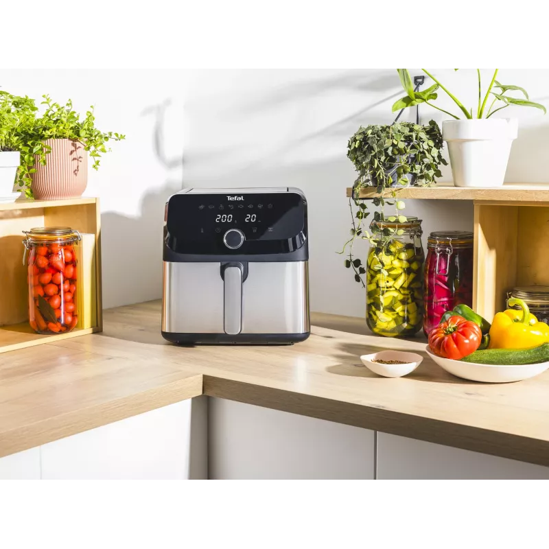 Tefal Easy Fry Mega EY855D10 gruzdintuvė vienvietė 7,5 L laisvai pastatoma 2020 W karšto oro gruzdintuvė juoda, nerūdijantis plienas
