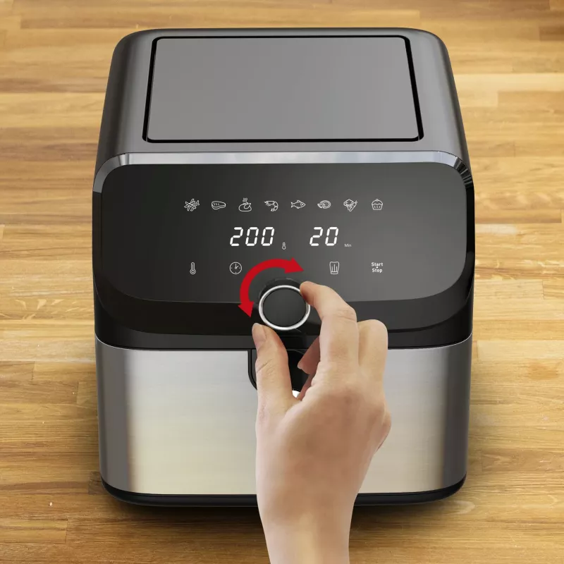 Tefal Easy Fry Mega EY855D10 gruzdintuvė vienvietė 7,5 L laisvai pastatoma 2020 W karšto oro gruzdintuvė juoda, nerūdijantis plienas