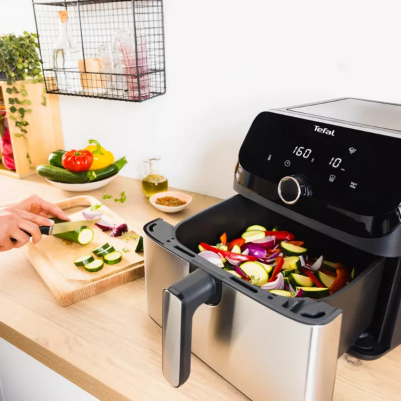Tefal Easy Fry Mega EY855D10 gruzdintuvė vienvietė 7,5 L laisvai pastatoma 2020 W karšto oro gruzdintuvė juoda, nerūdijantis plienas